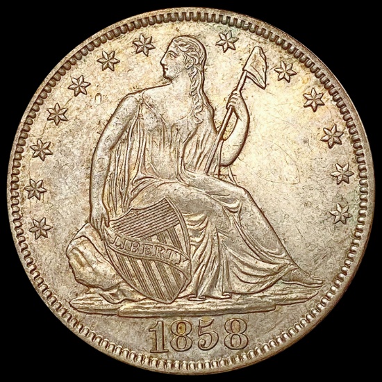 1858 Seated Liberty Half Dollar CHOICE AU