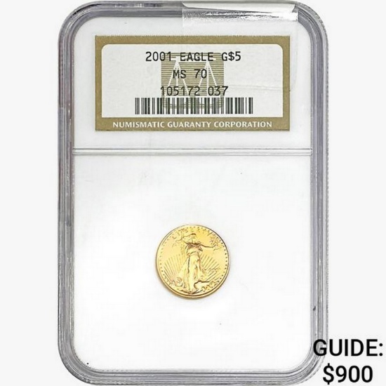 2001 1/10oz. Gold $5 Eagle NGC MS70