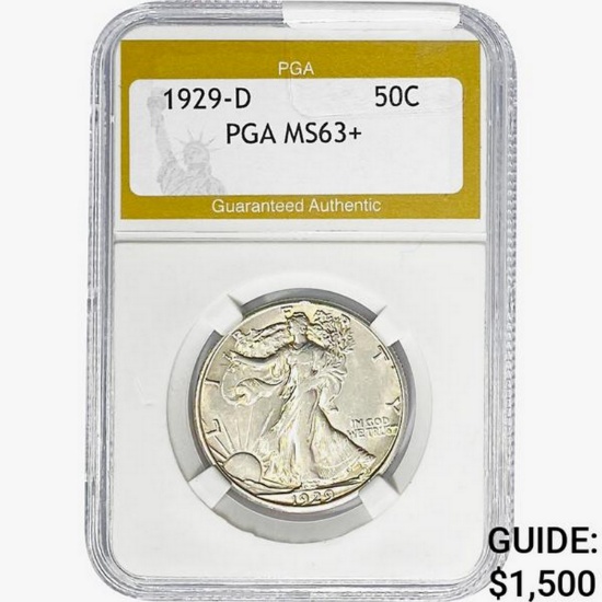 1929-D Walking Liberty Half Dollar PGA MS63+