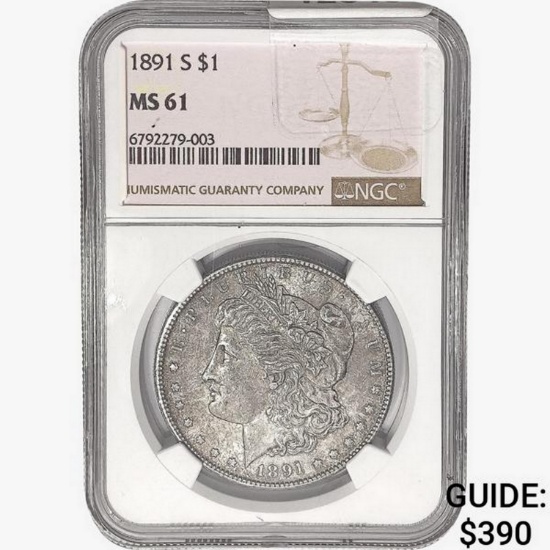 1891-S Morgan Silver Dollar NGC MS61