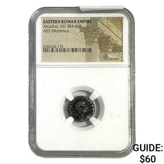East Roman Arcadius, AD 383-408 AE3 Nummus NGC