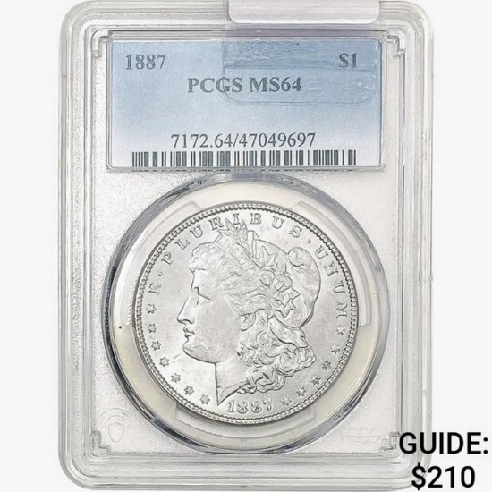 1887 Morgan Silver Dollar PCGS MS64