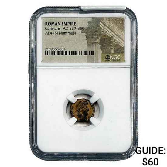 Roman Constans, AD 337-350 AE4 BI Nummus NGC