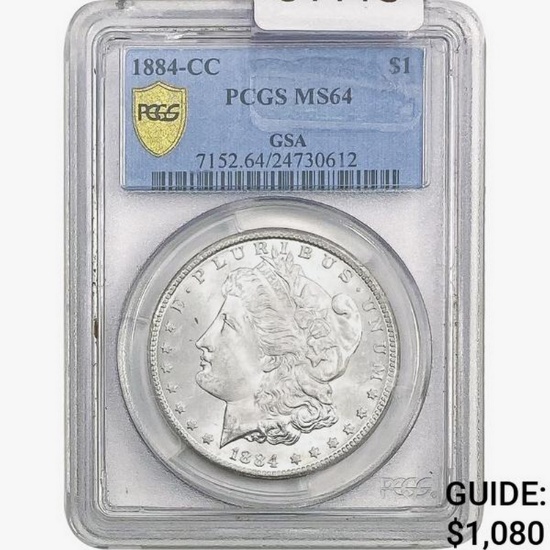1884-CC Morgan Silver Dollar PCGS MS64