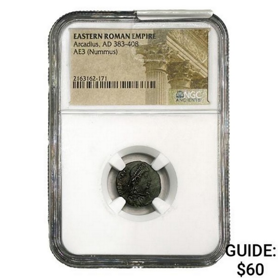 East Roman Arcadius, AD 383-408 AE3 Nummus NGC