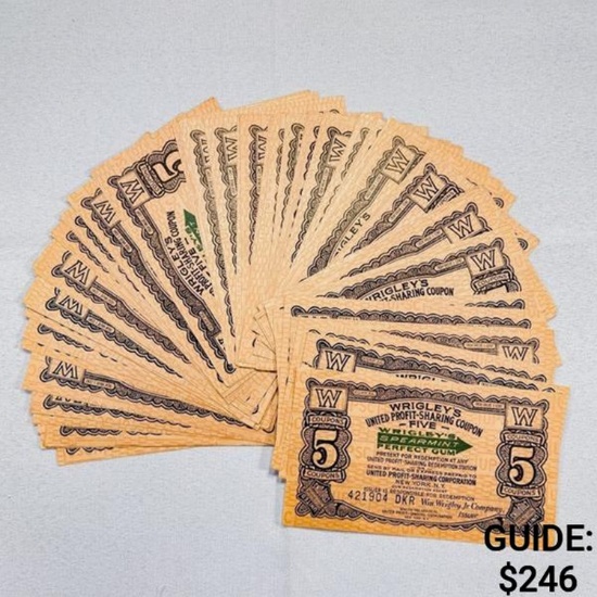 [49] 1900's  Wrigely's 5 Share Coupons