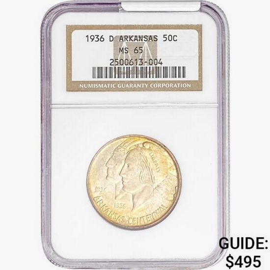 1936-D Arkansas Half Dollar NGC MS65