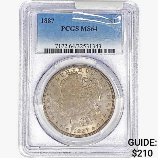 1887 Morgan Silver Dollar PCGS MS64