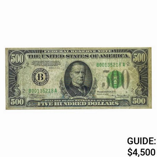1934 $500 FRN Bank of New York, NY