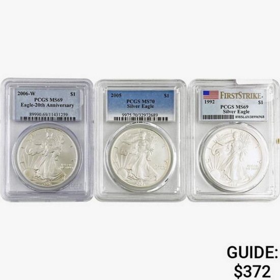 1992-2006-W [3] Silver Eagle PCGS MS69-70