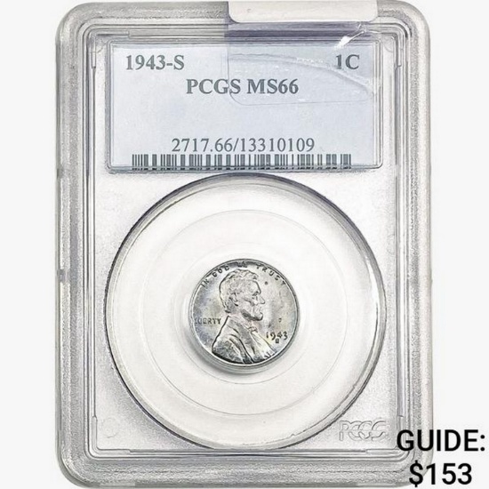 1943-S Wheat Cent PCGS MS66