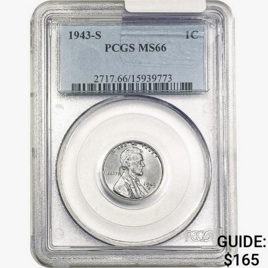 1943-S Wheat Cent PCGS MS66