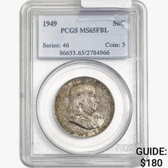 1949 Franklin Half Dollar PCGS MS65 FBL