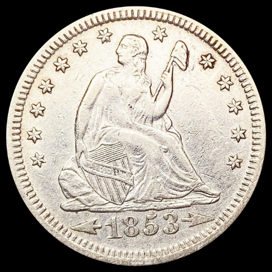 1853 Arws & Rays Seated Liberty Quarter CLOSELY UNCIRCULATED