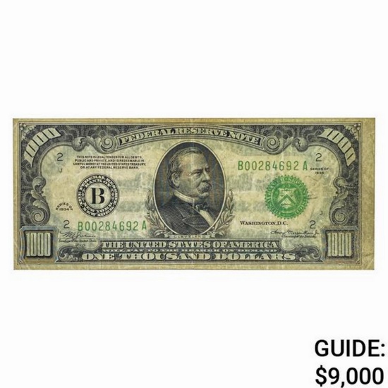 1934 $1000 FRN Bank of New York, NY