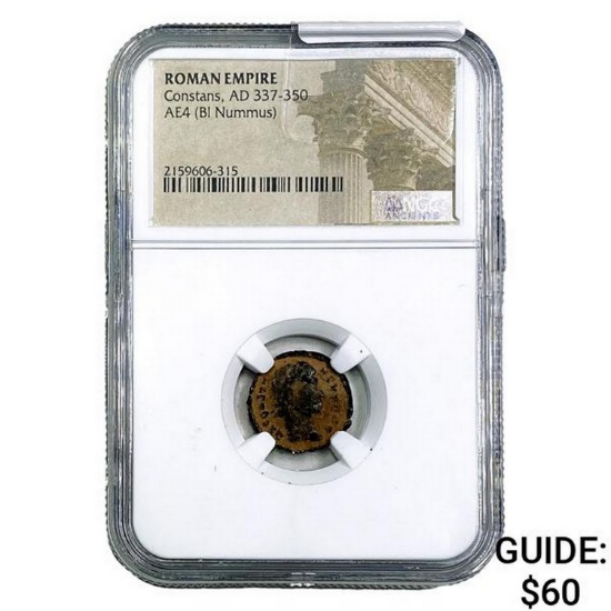 Roman Constans, AD 337-350 AE4 BI Nummus NGC
