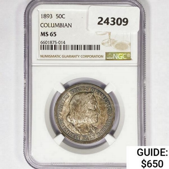 1893 Columbia Half Dollar NGC MS65