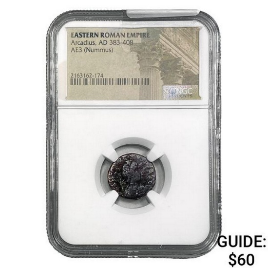 East Roman Arcadius, AD 383-408 AE3 Nummus NGC