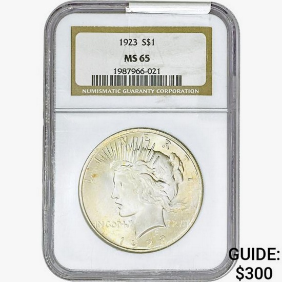 1923 Silver Peace Dollar NGC MS65