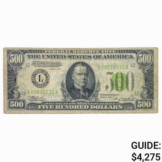 1934 $500 FRN - San Francisco NEARLY UNCIRCULATED