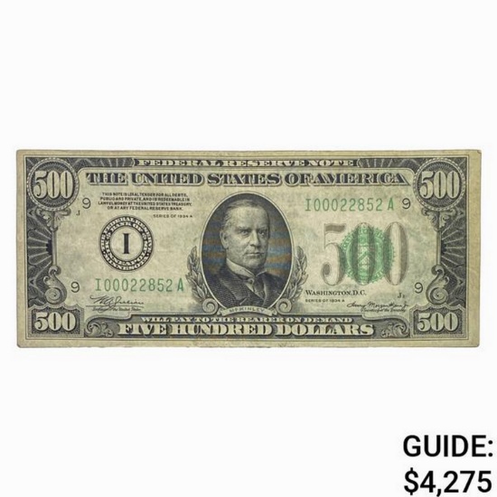 1934A $500 FRN - Minneapolis NEARLY UNCIRCULATED
