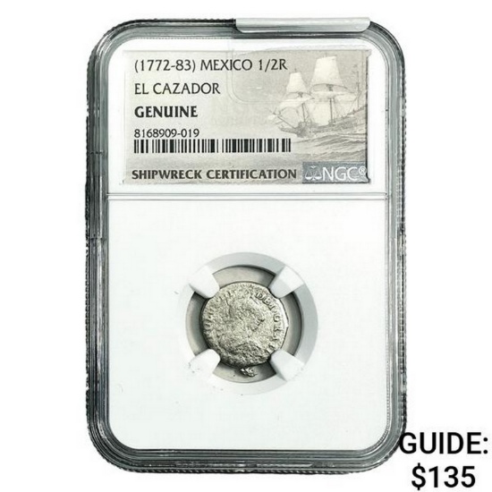 [1772-83] Mexico 1/2 Real El Cazador NGC Genuine