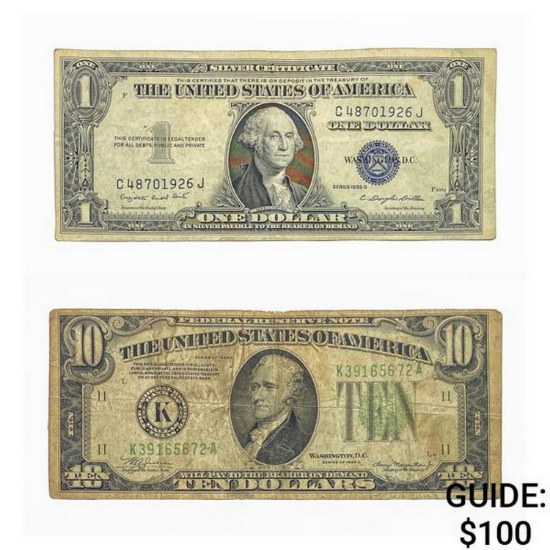 [2]1934-1935  $1 Silver Certificate/$10 FRN