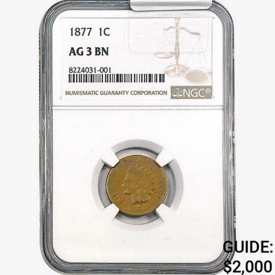 1877 Indian Head Cent NGC AG3 BN