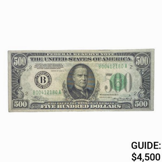 1934A $500 FRN - New York CLOSELY UNCIRCULATED