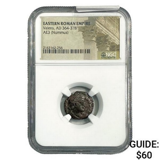 East Roman Valens, AD 364-378 AE3 Nummus NGC