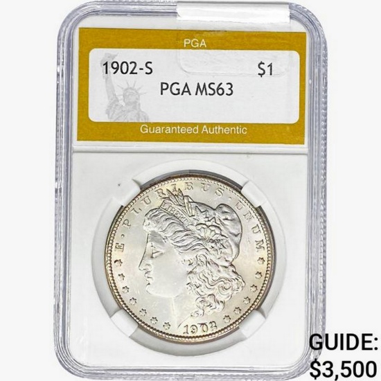 1902-S Morgan Silver Dollar PGA MS63