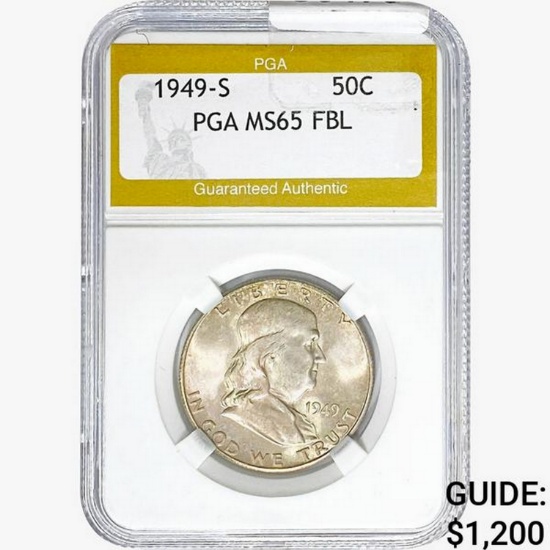 1949-S Franklin Half Dollar PGA MS65 FBL
