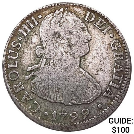 1799Mo FM Mexico Silver 2 Reales ABOUT UNCIRCULATED