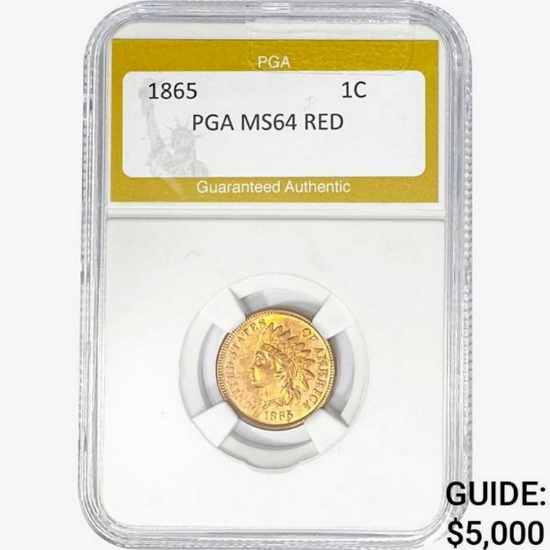 1865 Indian Head Cent PGA MS64 RED