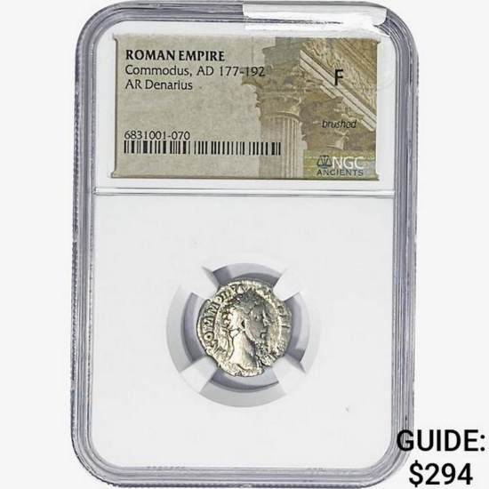 Rome Commodus AD 177-192 Silver Denarius NGC F