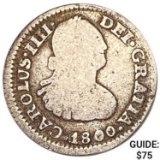 1800Mo FM Mexico Silver 1/2 Reales ABOUT UNCIRCULATED