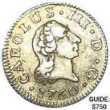 1760-S Spain Gold 1/2 Escudo Carlos III NEARLY UNCIRCULATED