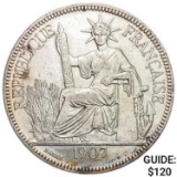 1907A French Indochina 1 Piastre CLOSELY UNCIRCULATED
