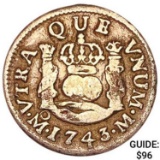 1743Mo M Mexico Silver 1/2 Reales NEARLY UNCIRCULATED