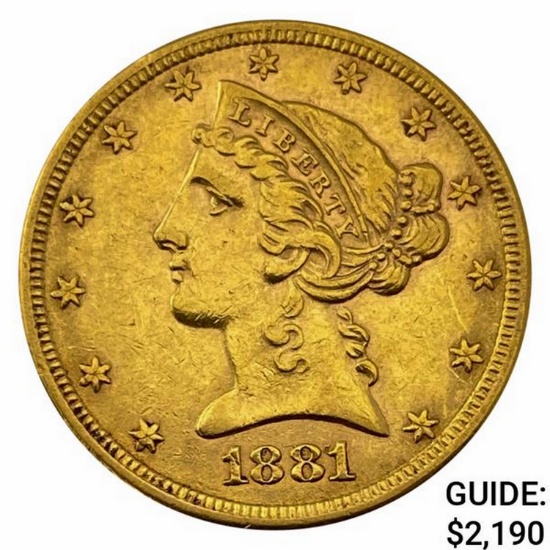 1881 $5 Gold Half Eagle UNCIRCULATED