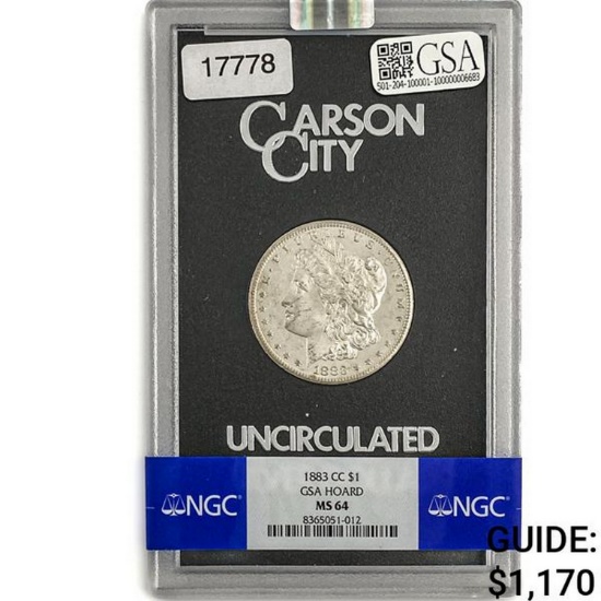 1883-CC Morgan Silver Dollar GSA MS64