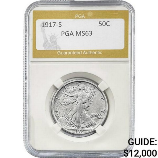 1917-S REV Walking Liberty Half Dollar PGA MS63