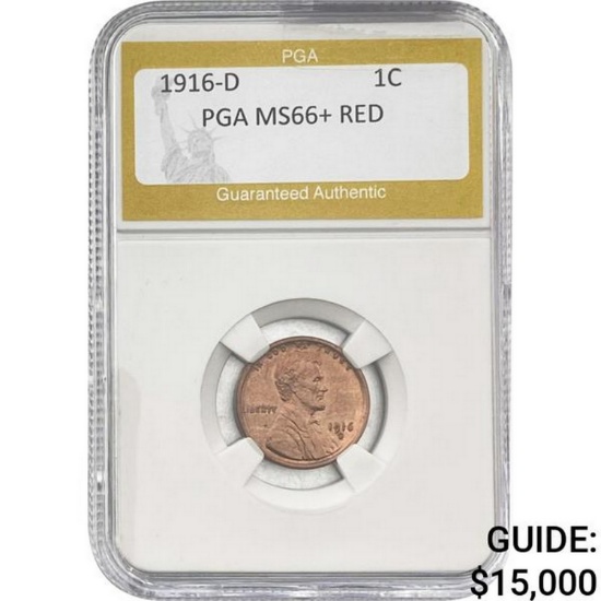 1916-D Wheat Cent PGA MS66+ RED
