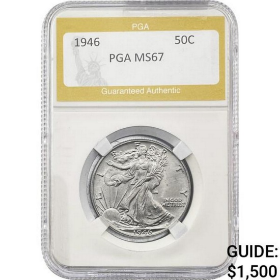 1946 Walking Liberty Half Dollar PGA MS67