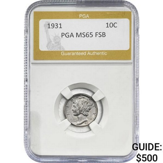 1931 Mercury Silver Dime PGA MS65 FSB