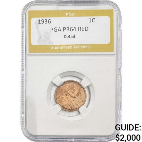 1936 Wheat Cent PGA PR64 RED DETAIL