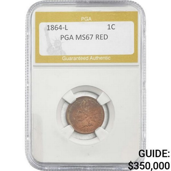 1864-L Indian Head Cent PGA MS67 RED