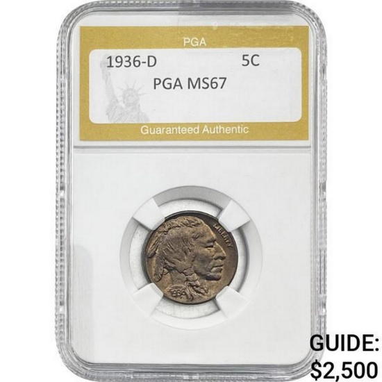 1936-D Buffalo Nickel PGA MS67