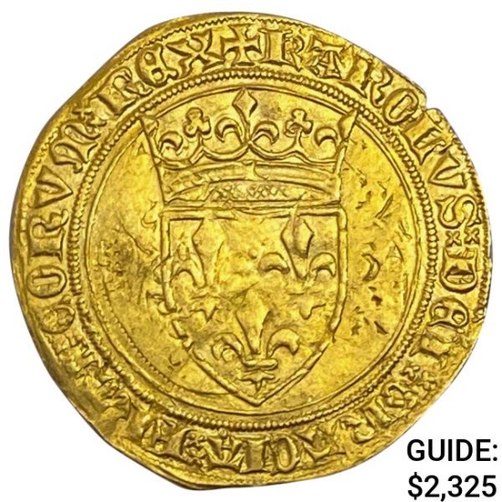 1385 France Gold Ecu Charles VI