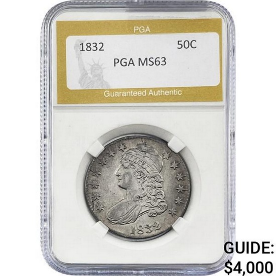 1832 Capped Bust Half Dollar PGA MS63